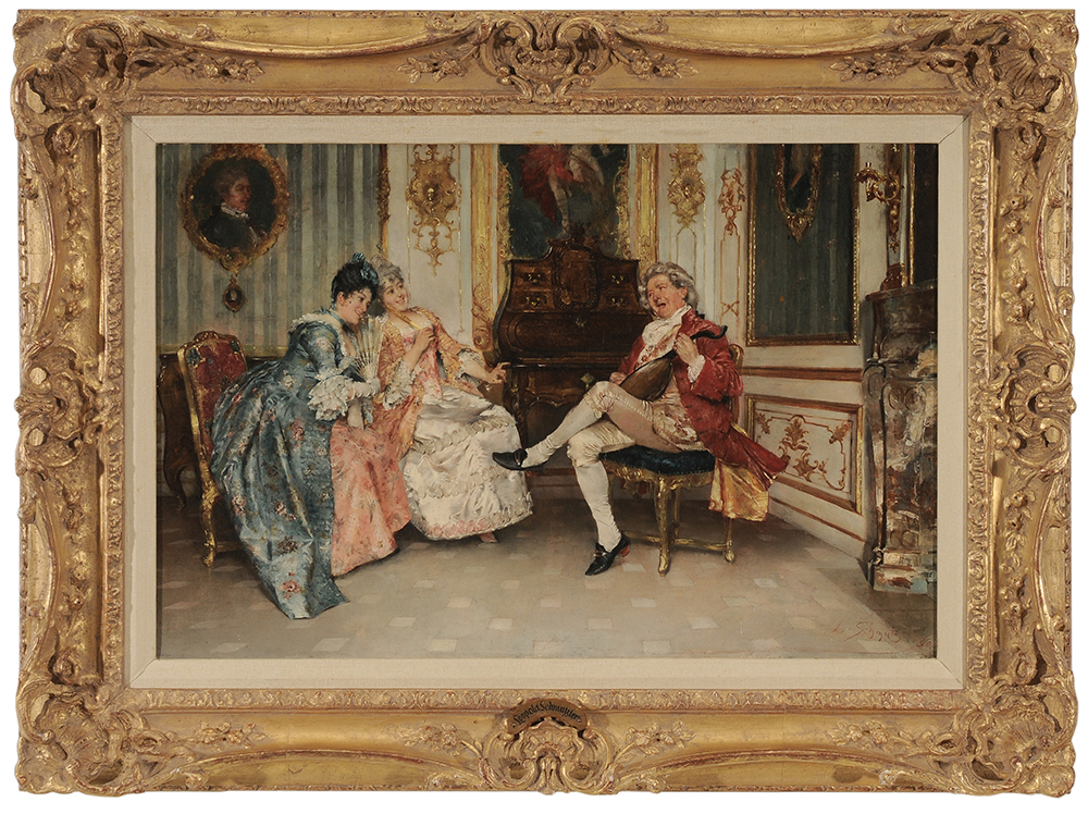 Chess Game, 1890, Oil Painting, Framed