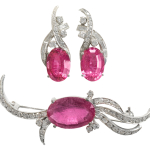 Diamond and Rubellite Brooch, Earrings