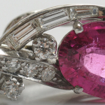 Diamond and Rubellite Brooch, Earrings - Image 2