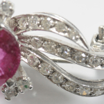 Diamond and Rubellite Brooch, Earrings - Image 3