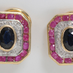 Ruby, Sapphire Ear Clips, Pendant - Image 3
